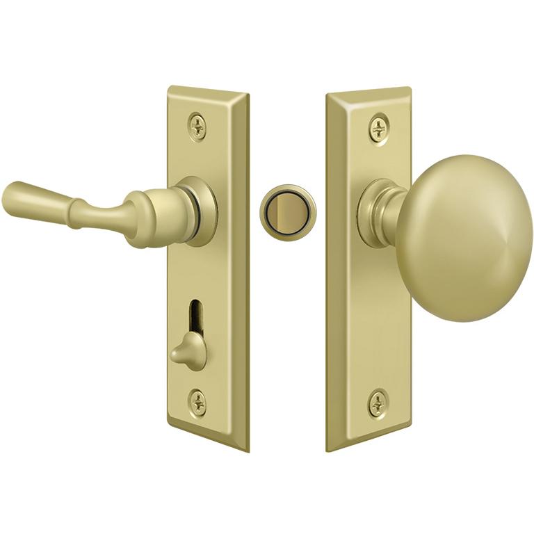 SDLS480U3 Tubular Storm Door Lock with Plate - Polished Brass