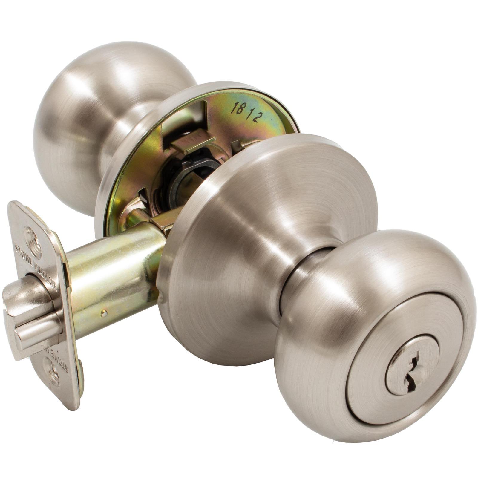 Stone Harbor Hardware Highland Door Knob, Entry Latch, KW Keyway, Satin Nickel