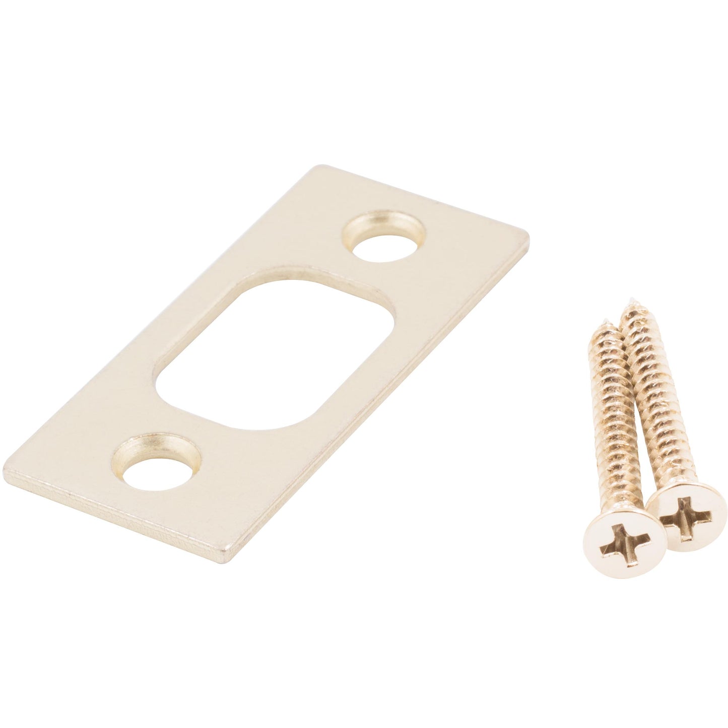 Stone Harbor Hardware Square Corner Deadbolt Strike Plate, 1" x 2-1/4", 1-5/8" Center-to-Center, Polished Brass