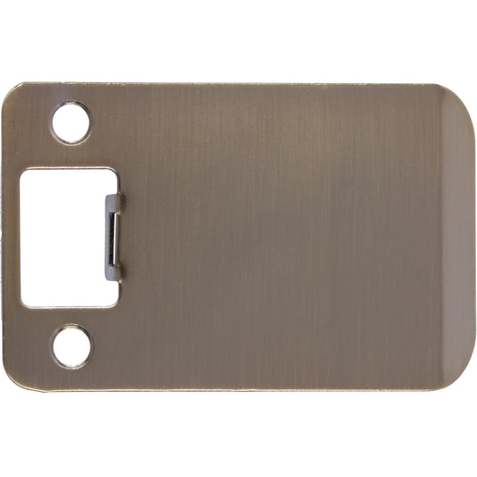 Stone Harbor Hardware Round Corner Extended Lip Strike Plate, 2-1/4" x 3", (3-1/2" Overall Length), Antique Brass