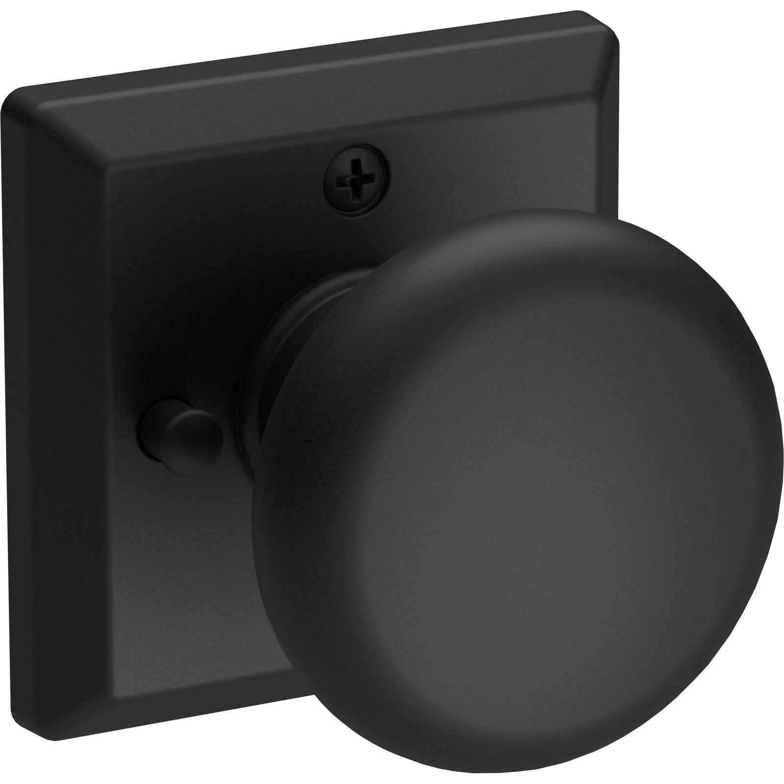 Round Knob / Square Rose - Satin Black