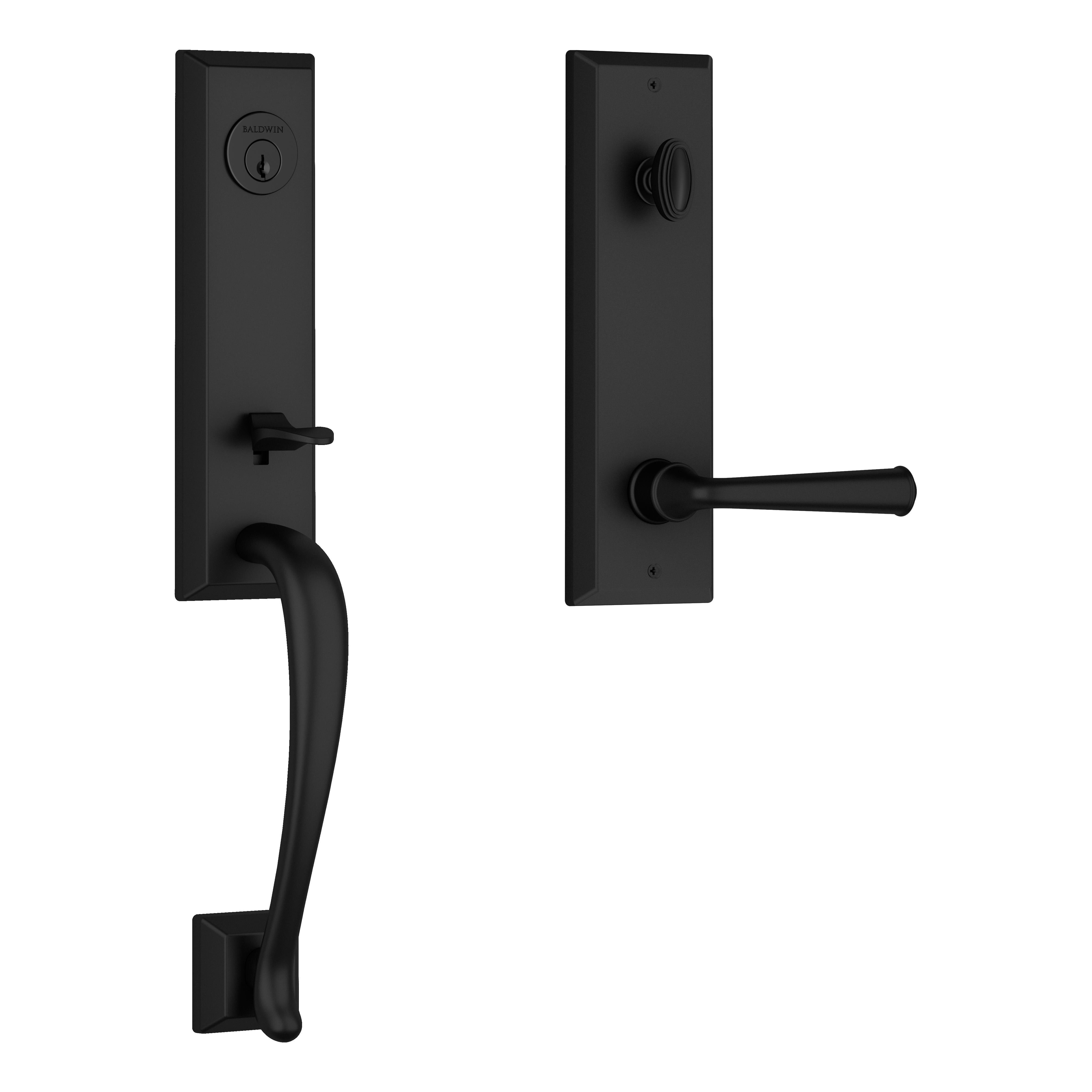 Del Mar Emergency Egress Handleset with Federal Lever - Satin Black