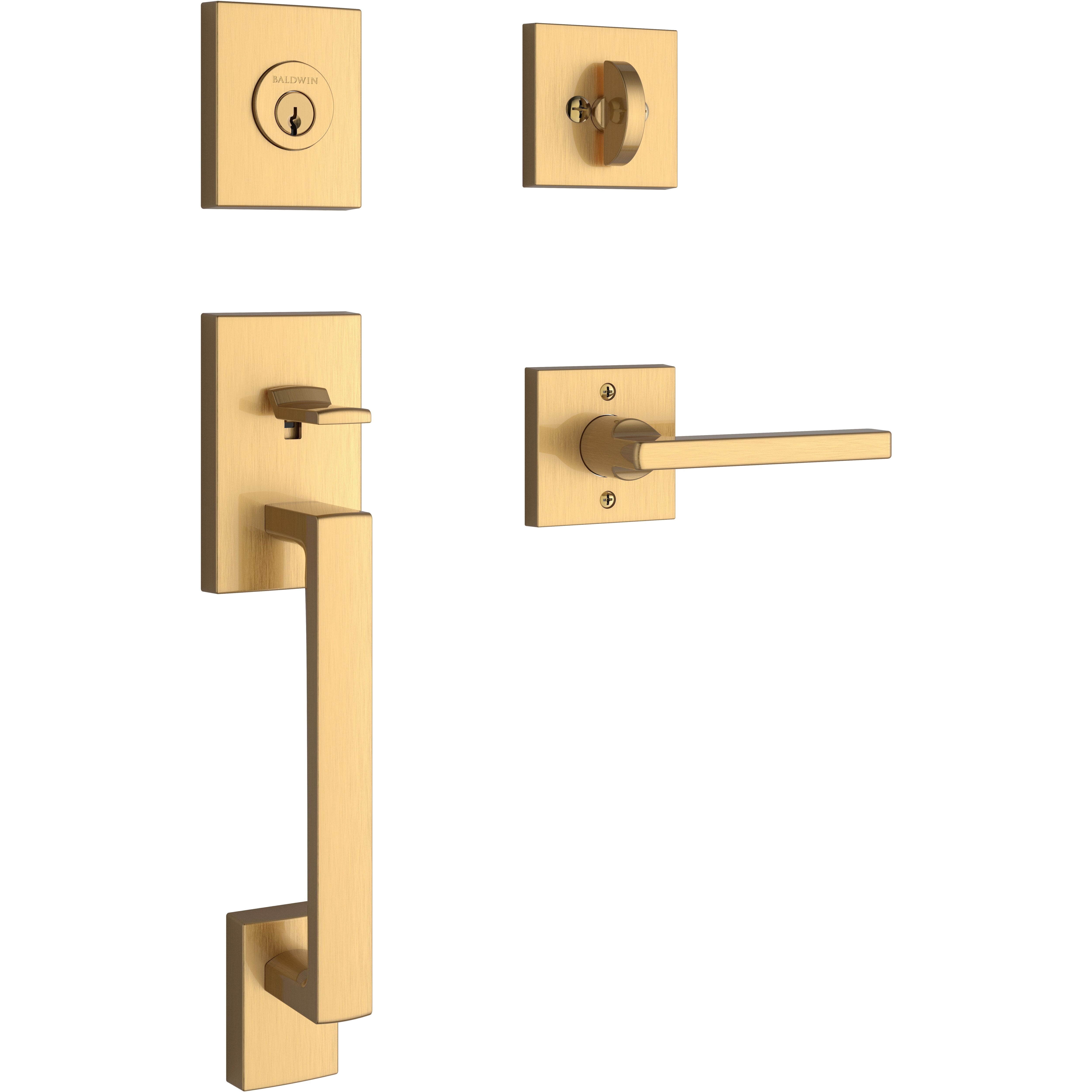 La Jolla Handleset with Square - Satin Brass