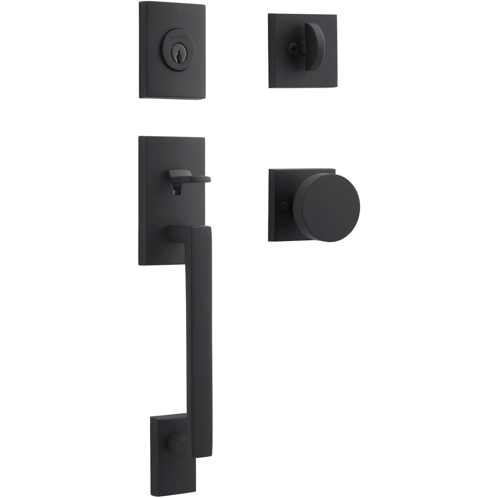 La Jolla Handleset with Contemporary Knob - Satin Black
