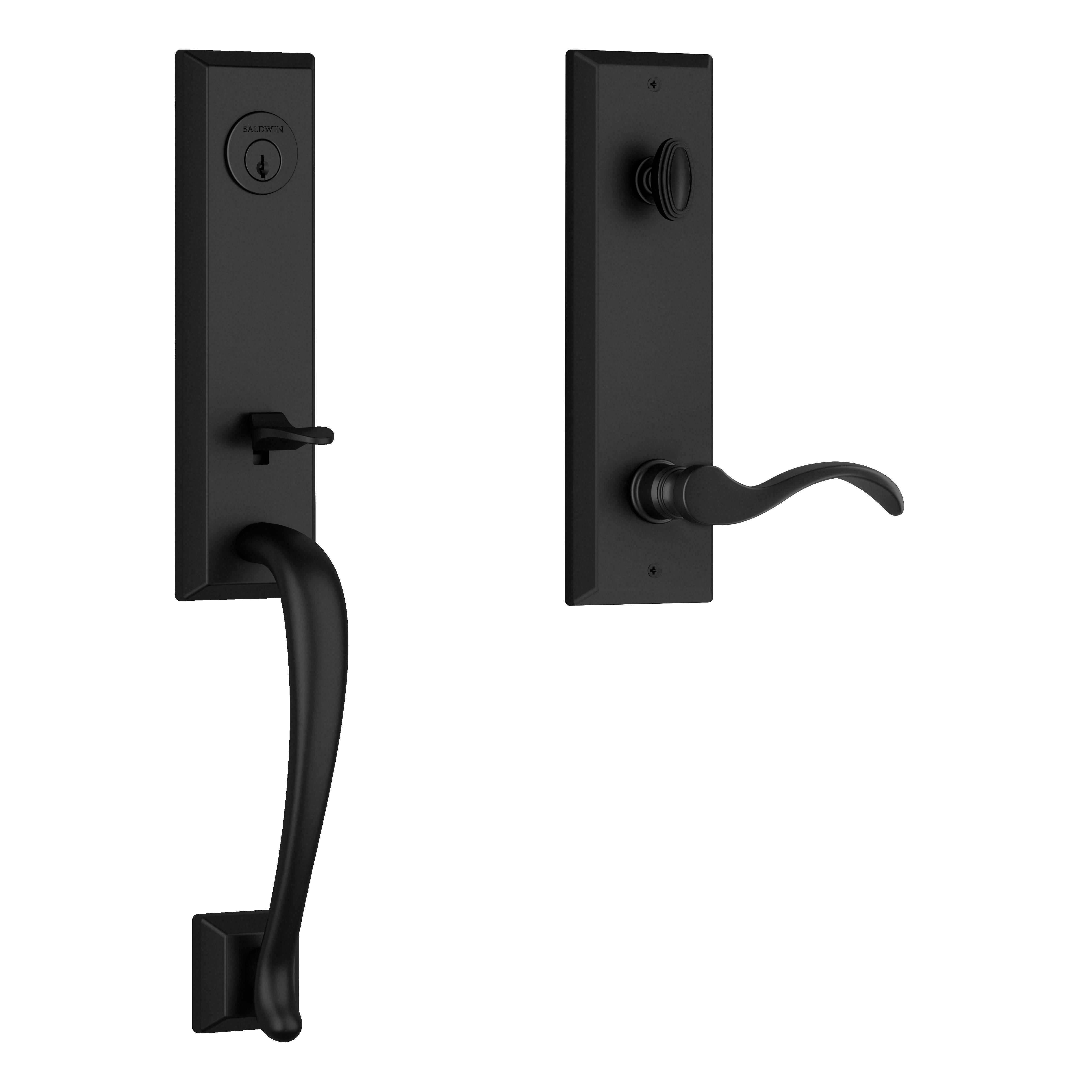 Del Mar Emergency Egress Handleset with Curve Lever - Satin Black