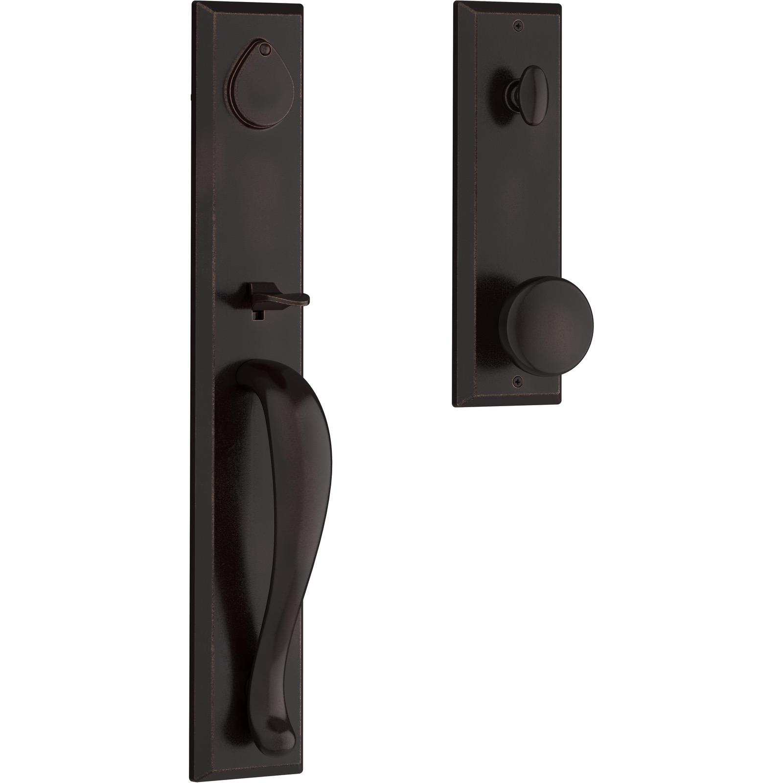 Longview Emergency Egress Handleset with Rustic Knob - Dark Bronze
