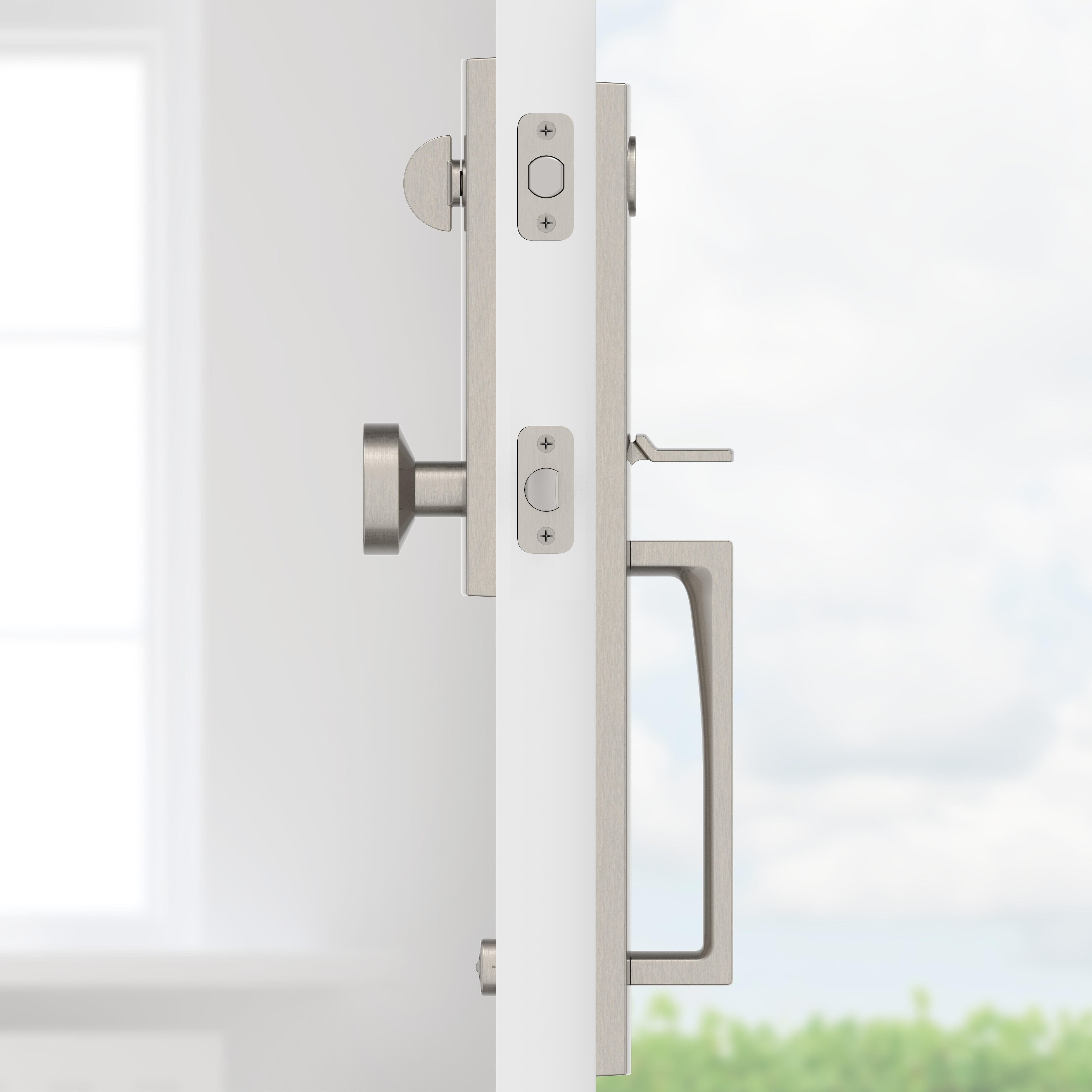 Santa Cruz Emergency Egress Handleset with Contemporary Knob - Satin Nickel