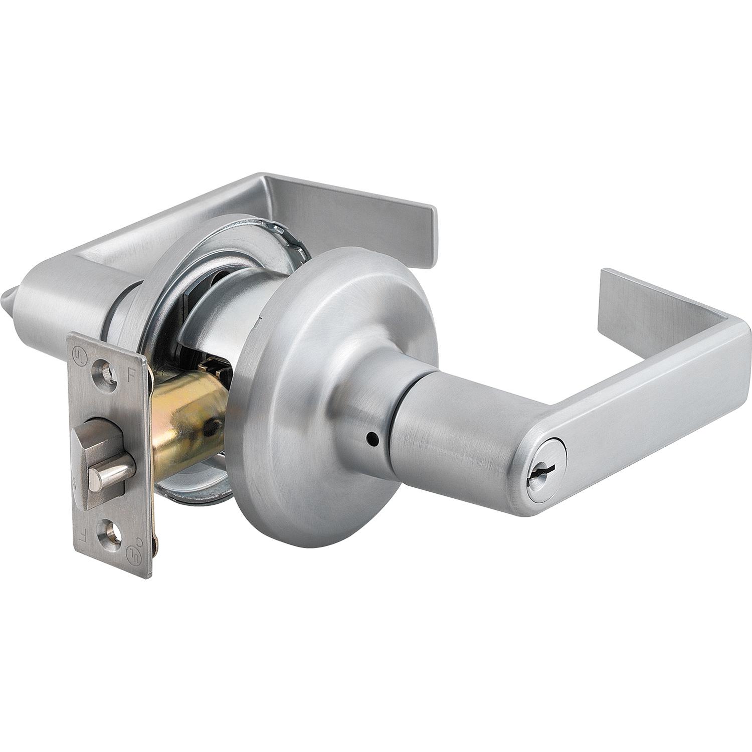 Stanley Commercial Hardware Commercial Entry Leverset from the QTL200 Collection, Office, Sierra Style, Satin Chrome Fin