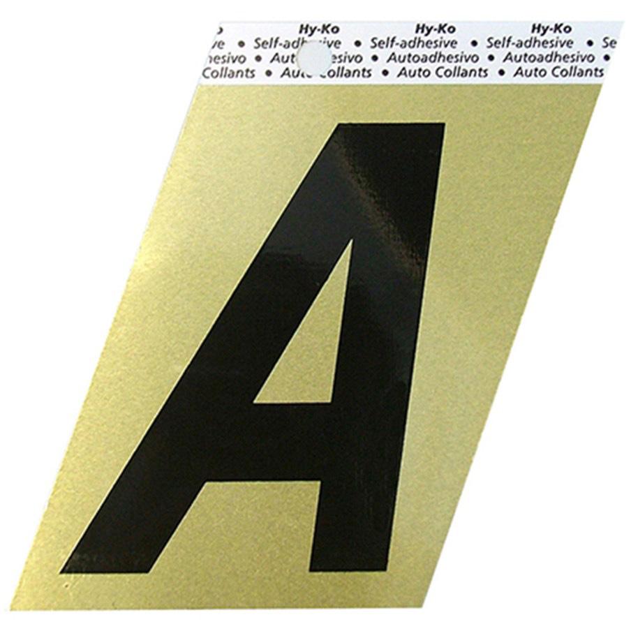 Hy-Ko GG-25/A 3-1/2" Self-Adhesive Aluminum Letter A Sign, Black/Gold