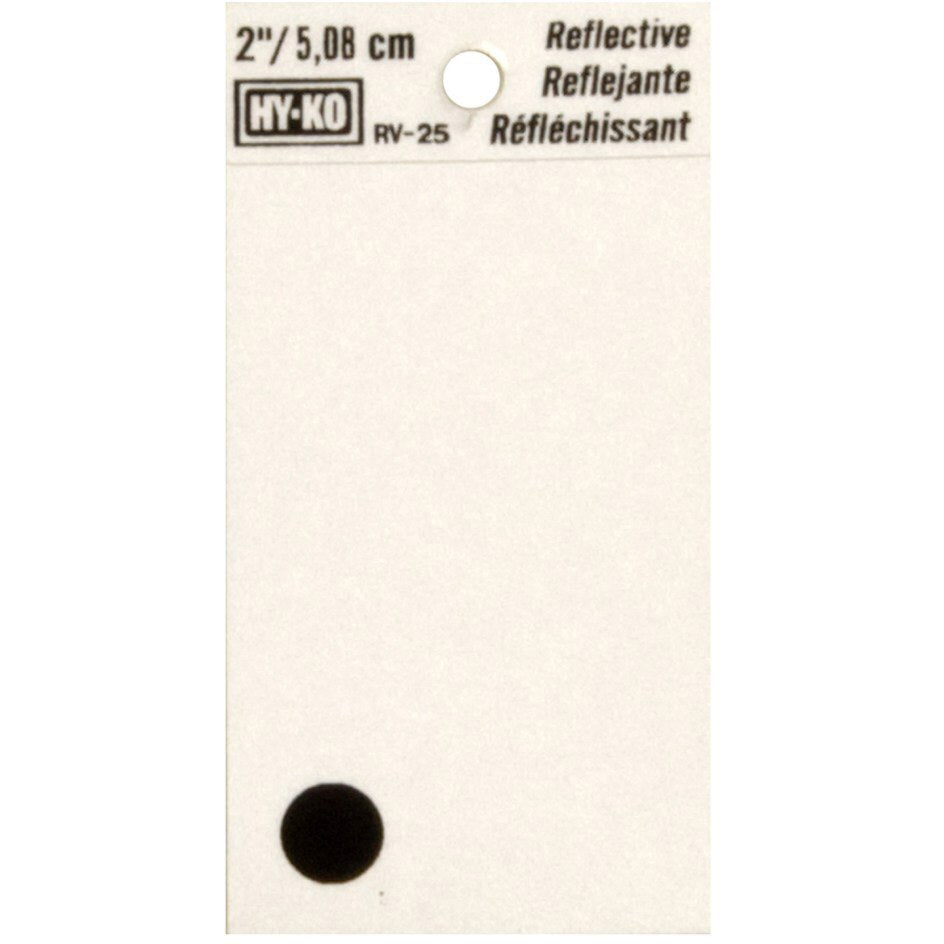 Hy-Ko RV-25/. 1-1/2" x 3" Self-Adhesive Reflective Vinyl Period "." Sign, Black