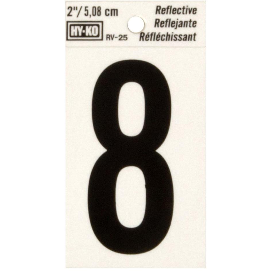 RV-25 1-1/2" x 3" Self-Adhesive Reflective Vinyl Number Sign, Black