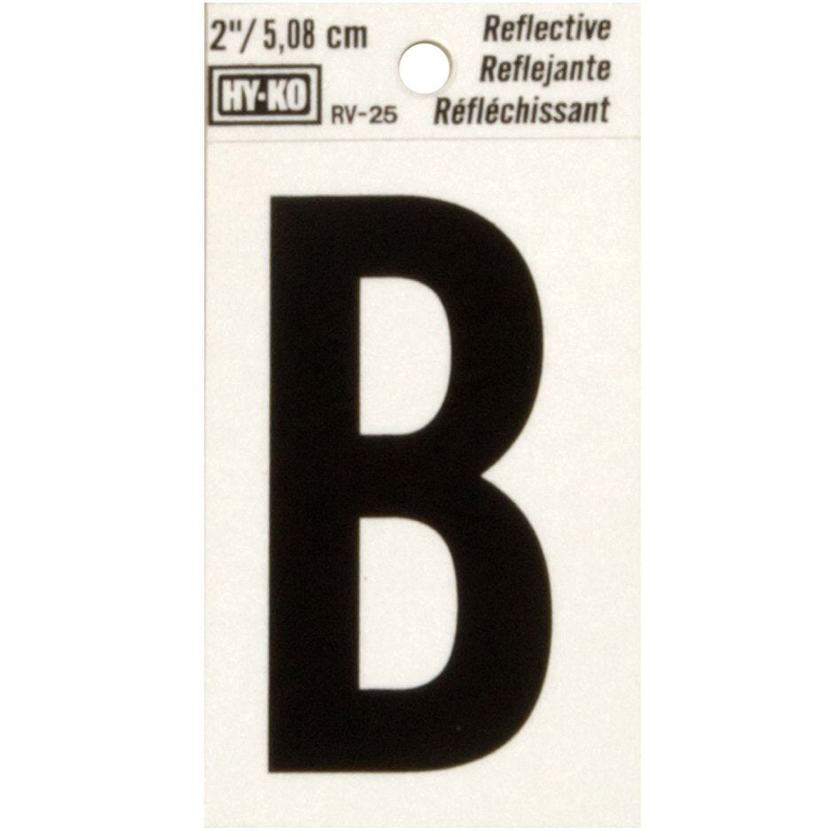 RV-25 1-1/2" x 3" Self-Adhesive Reflective Vinyl Letter Sign, Black