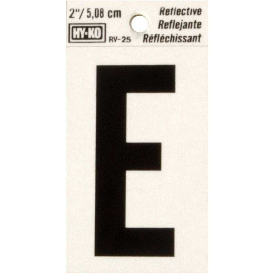 RV-25 1-1/2" x 3" Self-Adhesive Reflective Vinyl Letter Sign, Black