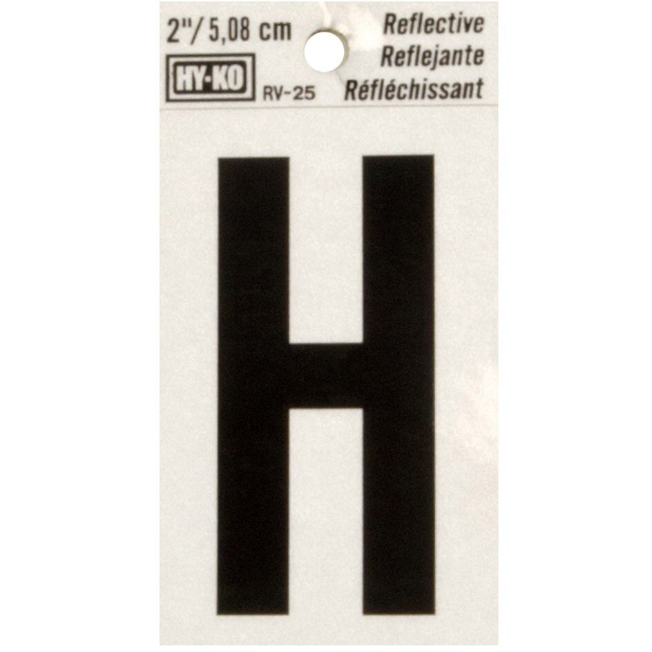RV-25 1-1/2" x 3" Self-Adhesive Reflective Vinyl Letter Sign, Black