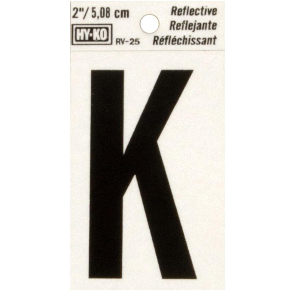 RV-25 1-1/2" x 3" Self-Adhesive Reflective Vinyl Letter Sign, Black