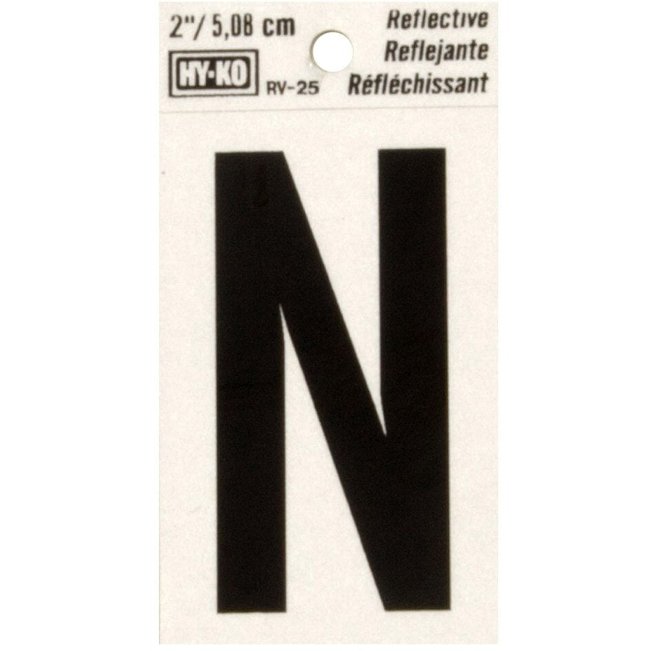 RV-25 1-1/2" x 3" Self-Adhesive Reflective Vinyl Letter Sign, Black