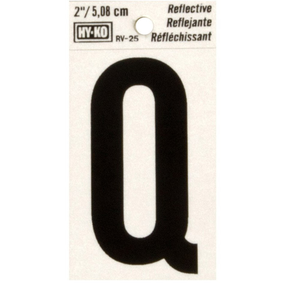 RV-25 1-1/2" x 3" Self-Adhesive Reflective Vinyl Letter Sign, Black