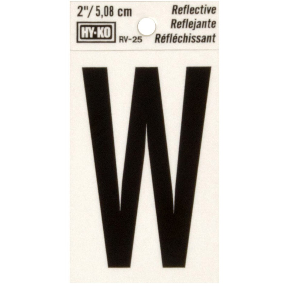 RV-25 1-1/2" x 3" Self-Adhesive Reflective Vinyl Letter Sign, Black