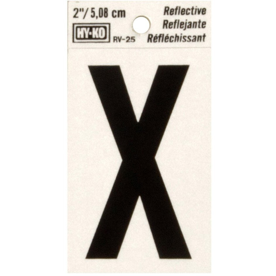 RV-25 1-1/2" x 3" Self-Adhesive Reflective Vinyl Letter Sign, Black