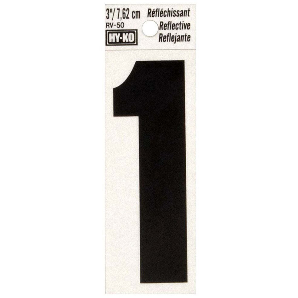 RV-50 2-1/2" x 4" Self-Adhesive Reflective Vinyl Number Sign, Black