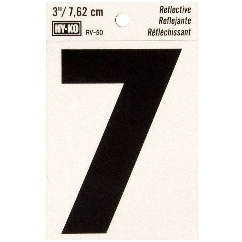 RV-50 2-1/2" x 4" Self-Adhesive Reflective Vinyl Number Sign, Black