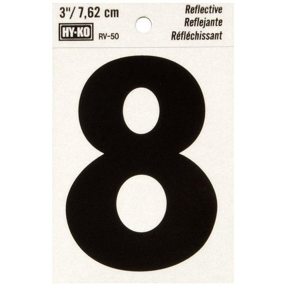 RV-50 2-1/2" x 4" Self-Adhesive Reflective Vinyl Number Sign, Black