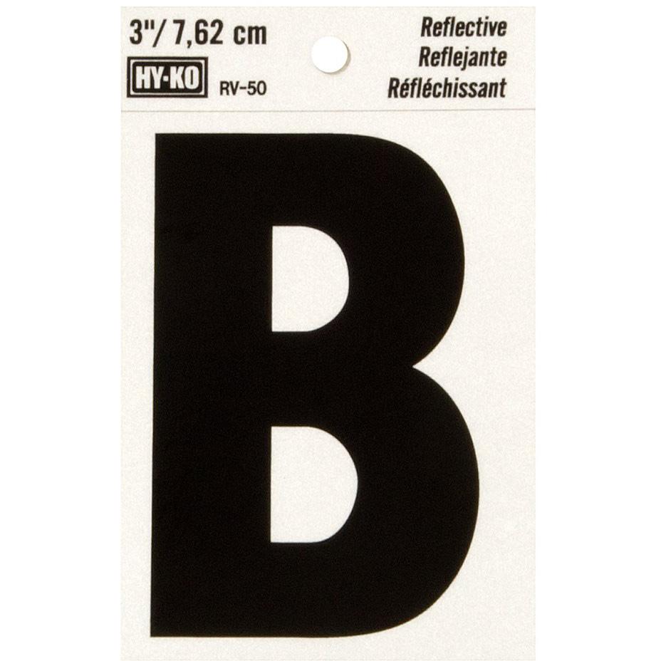 RV-50 2-1/2" x 4" Self-Adhesive Reflective Vinyl Letter Sign, Black
