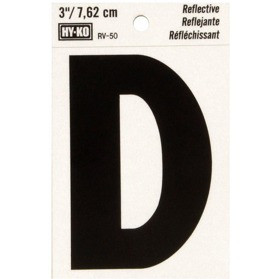 RV-50 2-1/2" x 4" Self-Adhesive Reflective Vinyl Letter Sign, Black