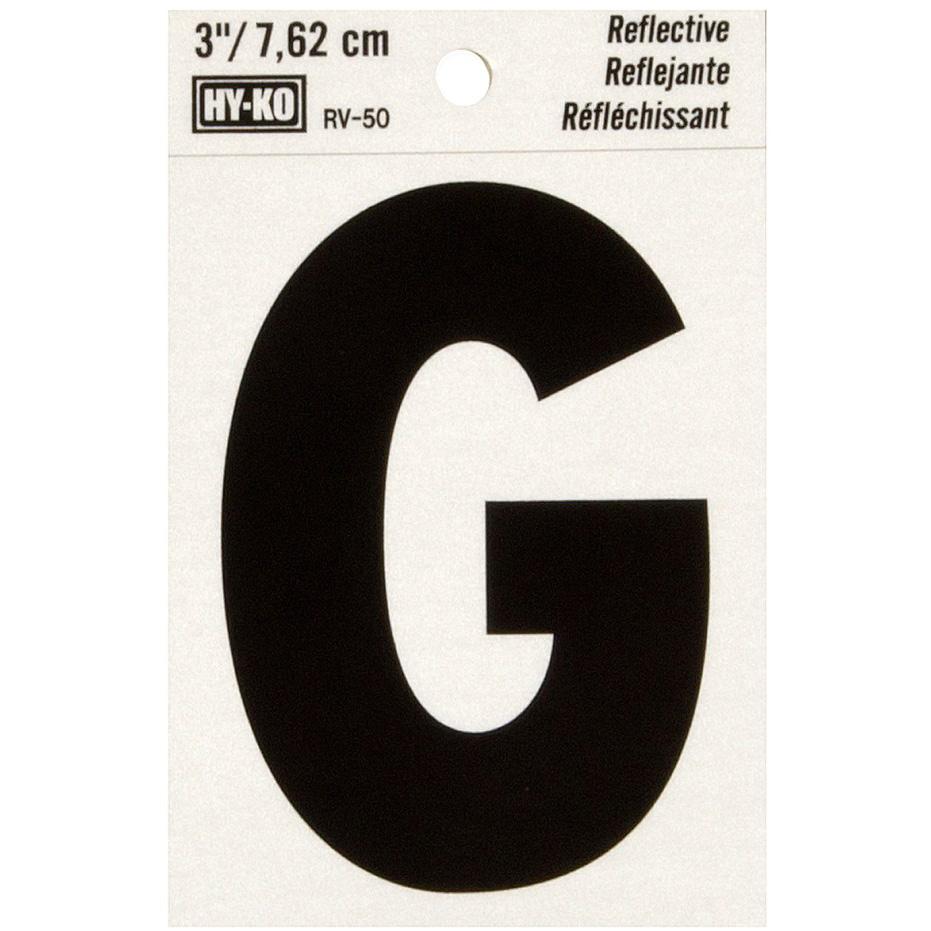RV-50 2-1/2" x 4" Self-Adhesive Reflective Vinyl Letter Sign, Black