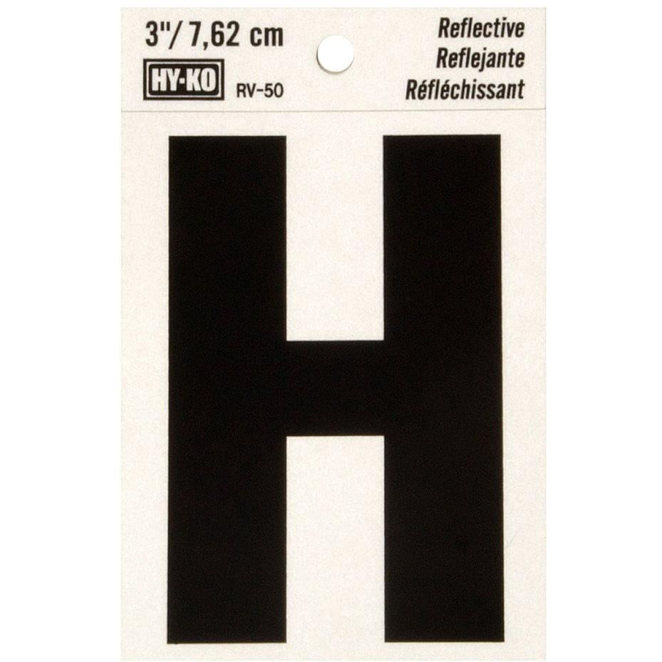 RV-50 2-1/2" x 4" Self-Adhesive Reflective Vinyl Letter Sign, Black