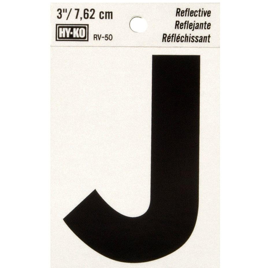 RV-50 2-1/2" x 4" Self-Adhesive Reflective Vinyl Letter Sign, Black