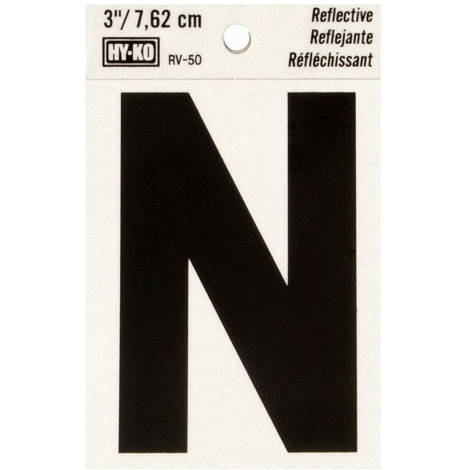 RV-50 2-1/2" x 4" Self-Adhesive Reflective Vinyl Letter Sign, Black