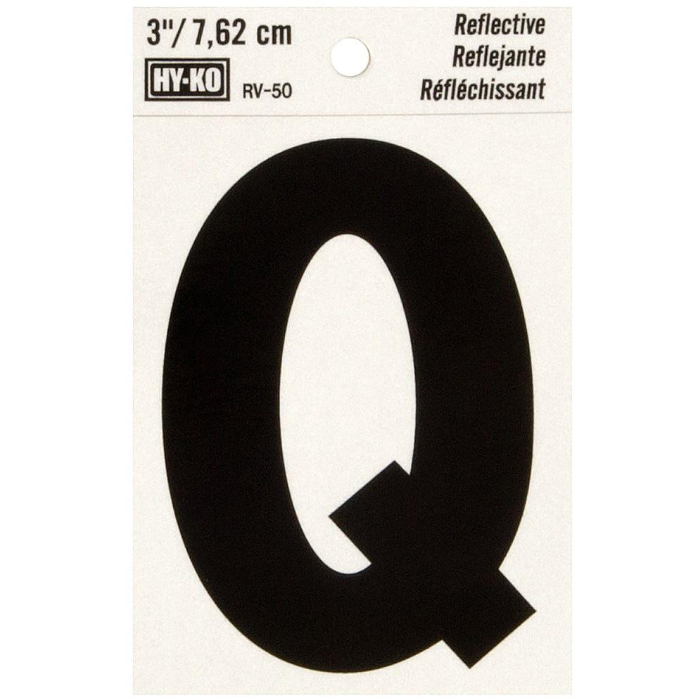 RV-50 2-1/2" x 4" Self-Adhesive Reflective Vinyl Letter Sign, Black