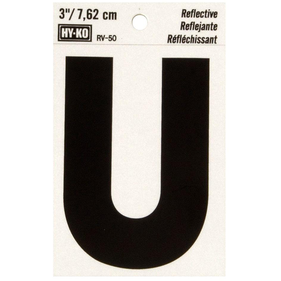 RV-50 2-1/2" x 4" Self-Adhesive Reflective Vinyl Letter Sign, Black