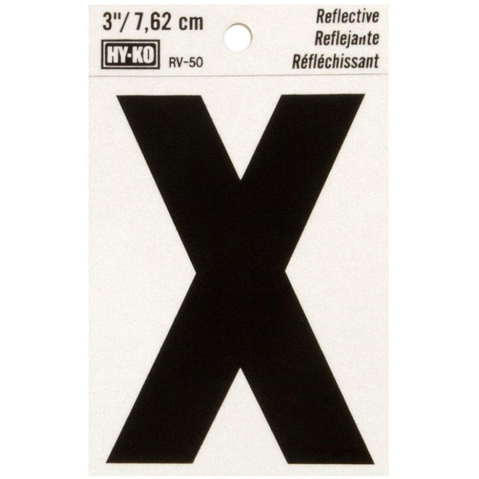 RV-50 2-1/2" x 4" Self-Adhesive Reflective Vinyl Letter Sign, Black