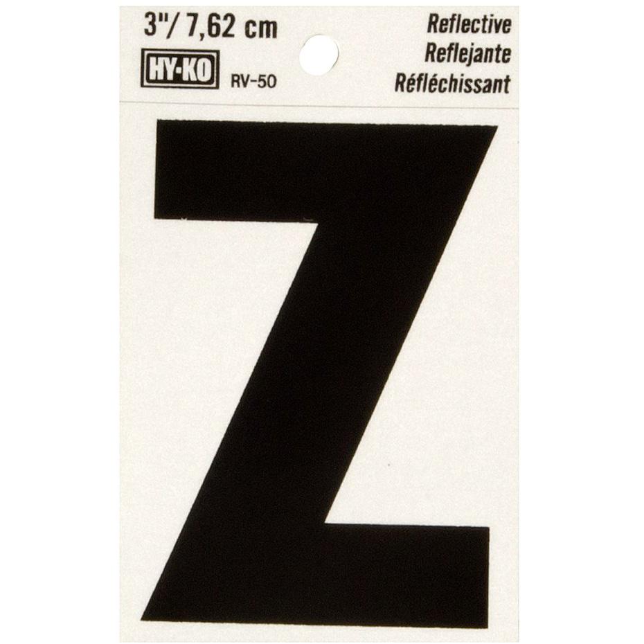 RV-50 2-1/2" x 4" Self-Adhesive Reflective Vinyl Letter Sign, Black