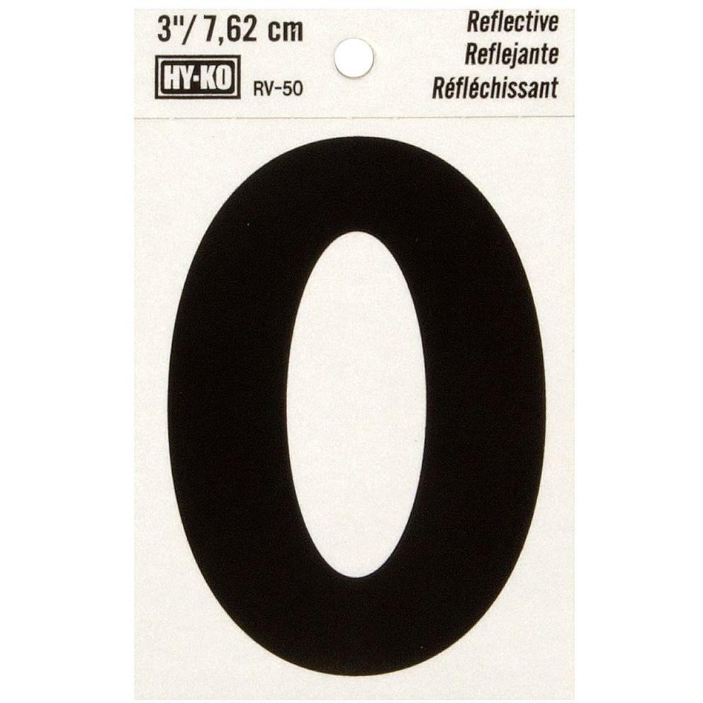 RV-50 2-1/2" x 4" Self-Adhesive Reflective Vinyl Letter Sign, Black