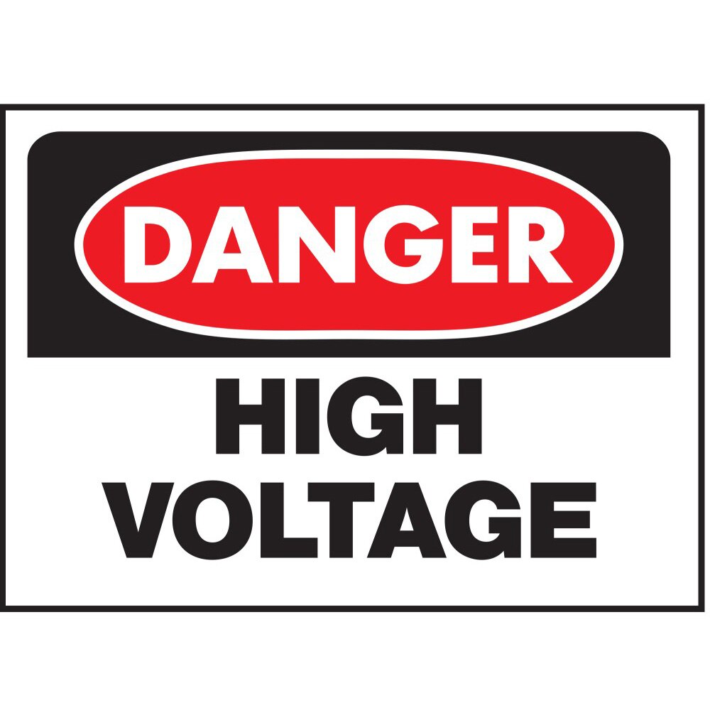 Hy-Ko 508 14" x 10" Danger High Voltage Sign, Heavy Duty Plastic OSHA Safety Sign, White/Black/Red