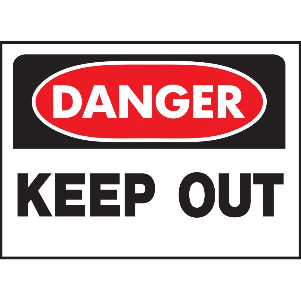 Hy-Ko 512 14" x 10" Danger Keep Out Sign, Heavy Duty Plastic OSHA Safety Sign, White/Black/Red