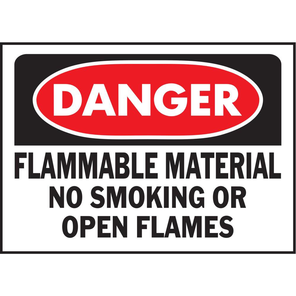 Hy-Ko 535 14" x 10" Danger Flammable Material No Smoking or Open Flames Sign, Heavy Duty Plastic OSHA Safety Sign, White/Black/Red