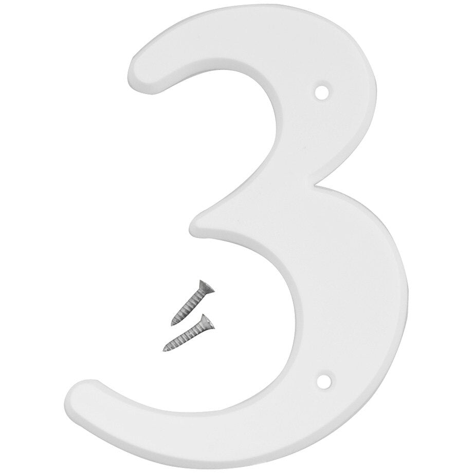 6" Plastic House Number - White
