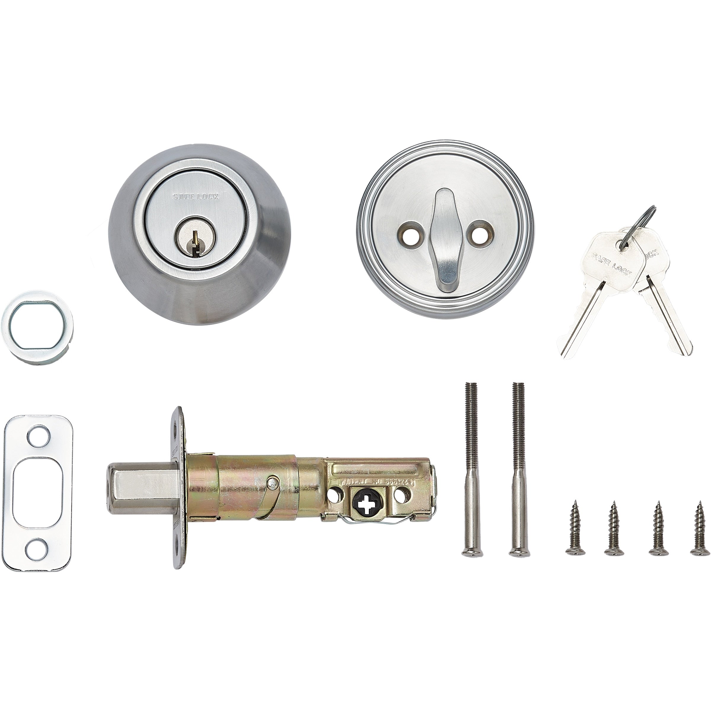 Safe Lock - Single Cylinder Deadbolt for Entry Door - Satin Chrome