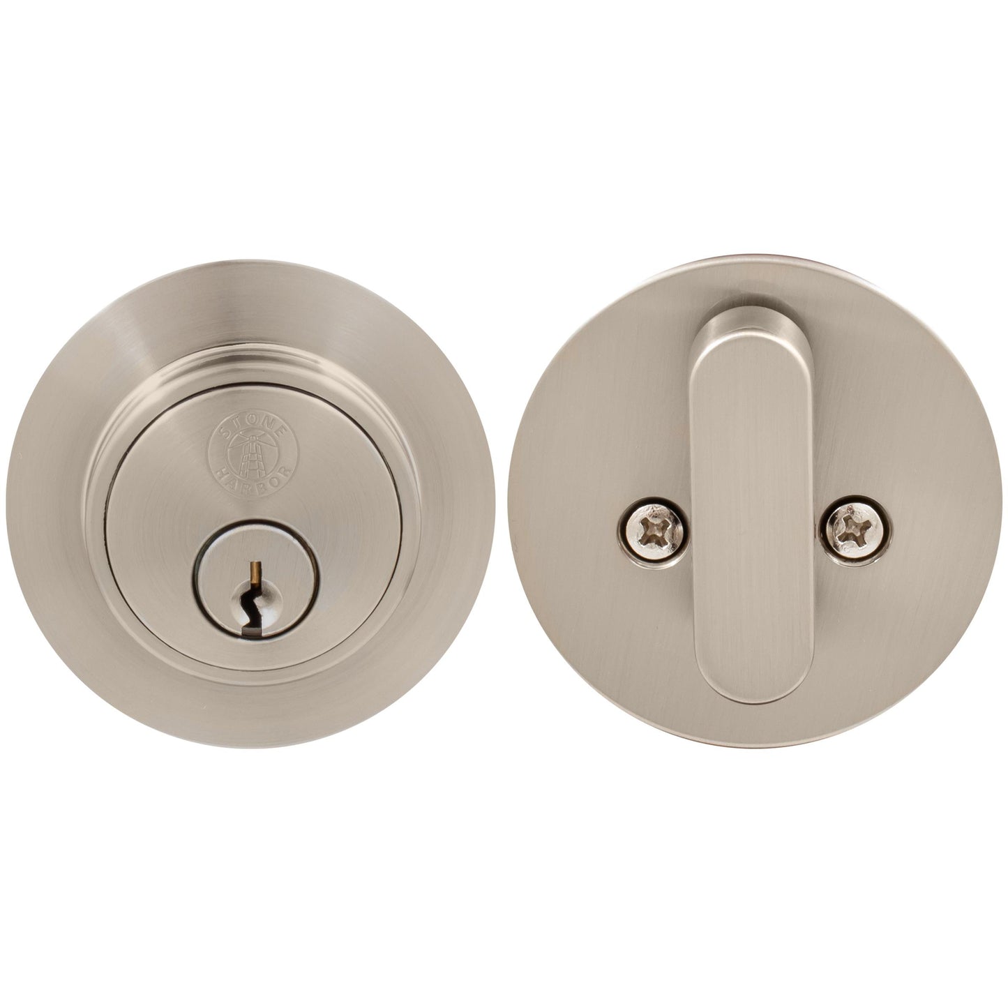 Stone Harbor Hardware Grade 3 Contemporary Round Deadbolt, SC Keyway, Satin Nickel