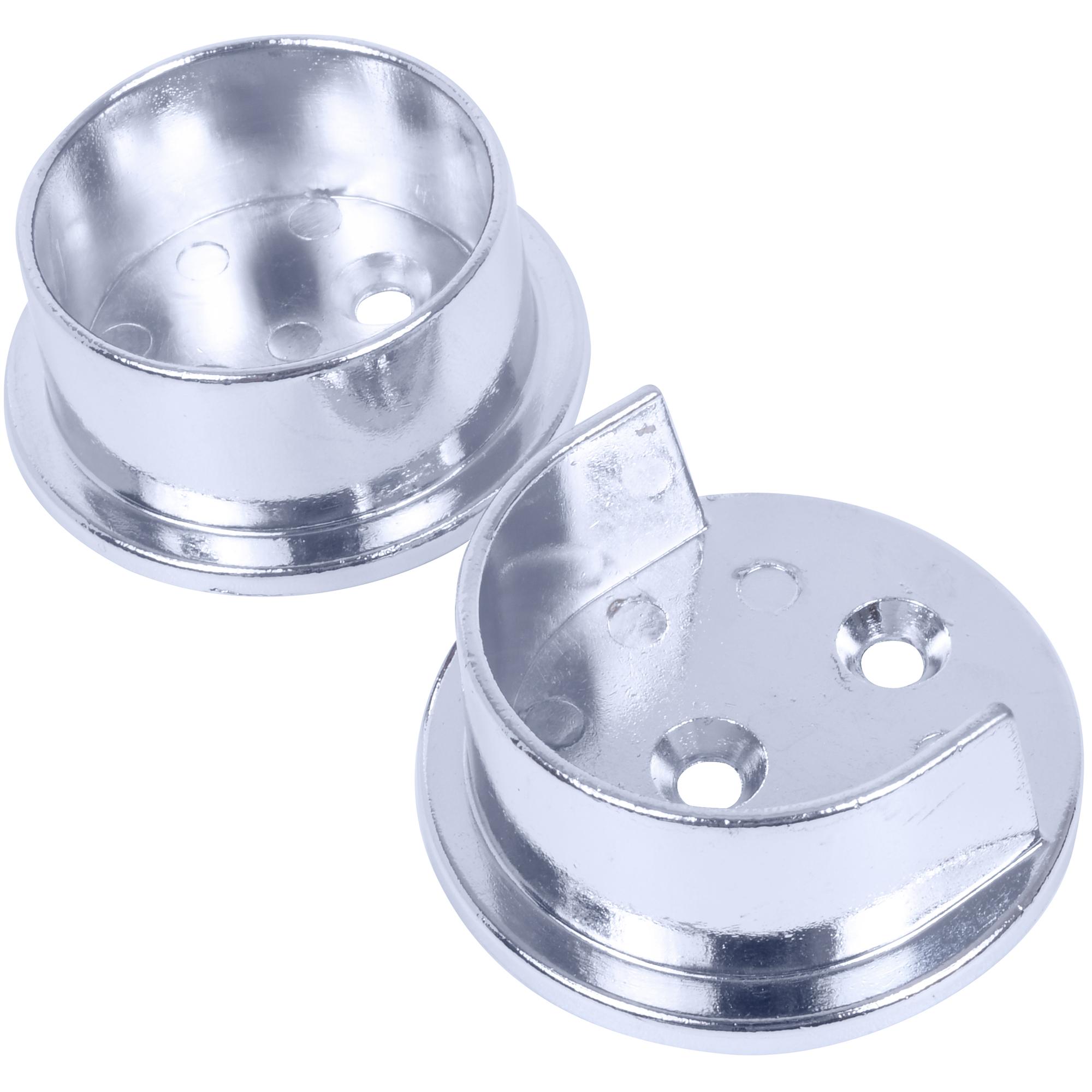 Stone Harbor Hardware Heavy-Duty Pole Sockets, 2 Holes, Polished Chrome