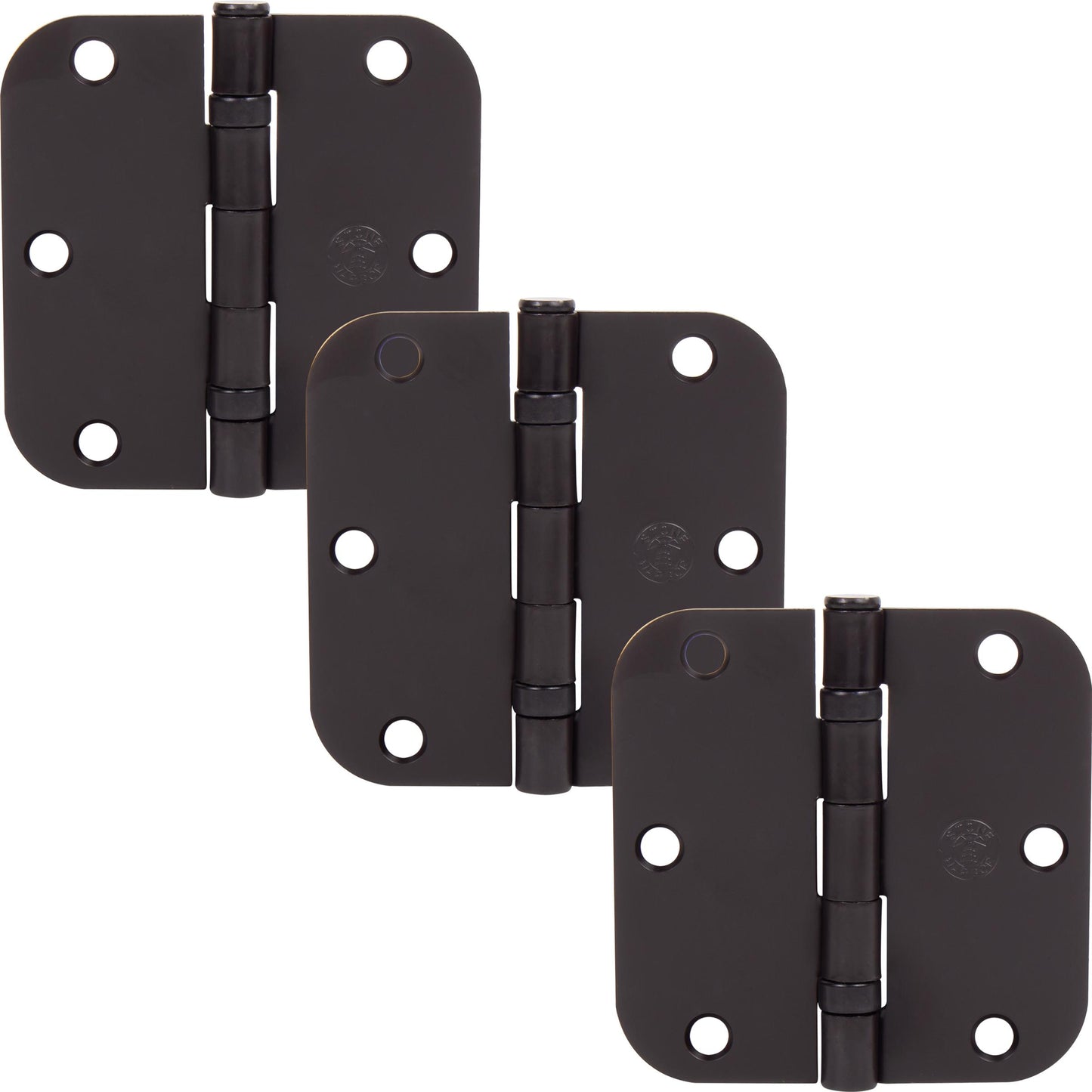 Stone Harbor Hardware 3-1/2" Ball-Bearing Door Hinges, 5/8" Radius Corner, Oil-Rubbed Bronze, 3-Pack