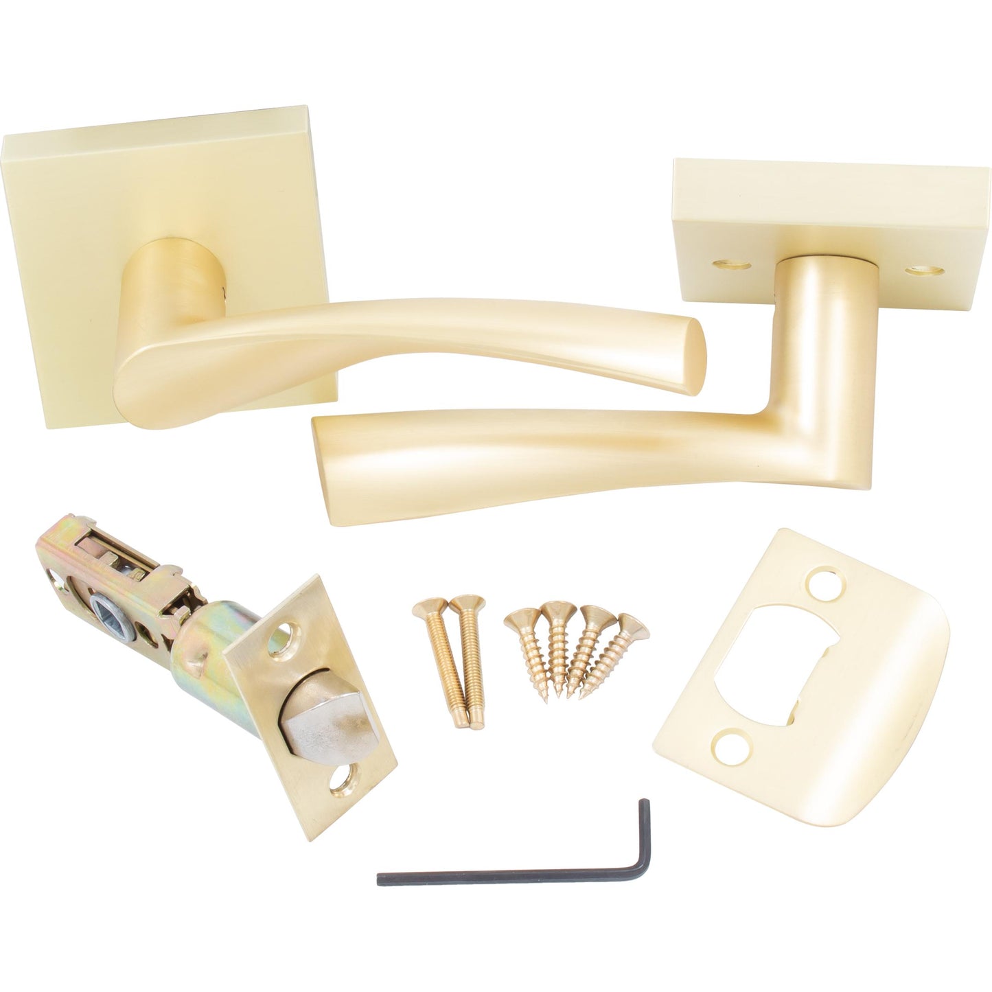 Stone Harbor Hardware Turin Door Lever with Square Rosette, Passage (Hall/Closet) Latch, Satin Brass