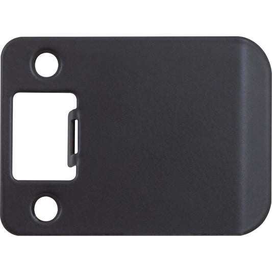 Stone Harbor Hardware Round Corner Extended Lip Strike Plate, 2-1/4" x 2-1/2", (3" Overall Length), Matte Black