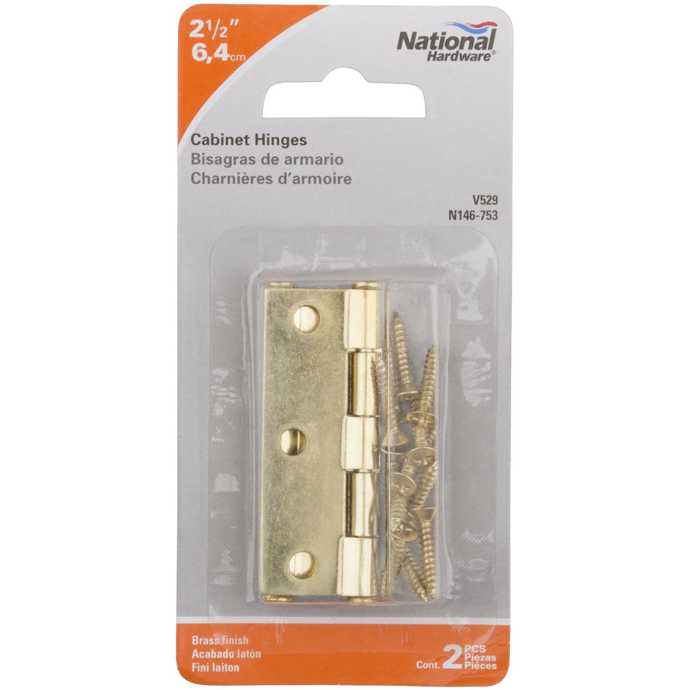 National Hardware - N146-753 V529 2-1/2" Cabinet Hinge in Brass, 2 pack
