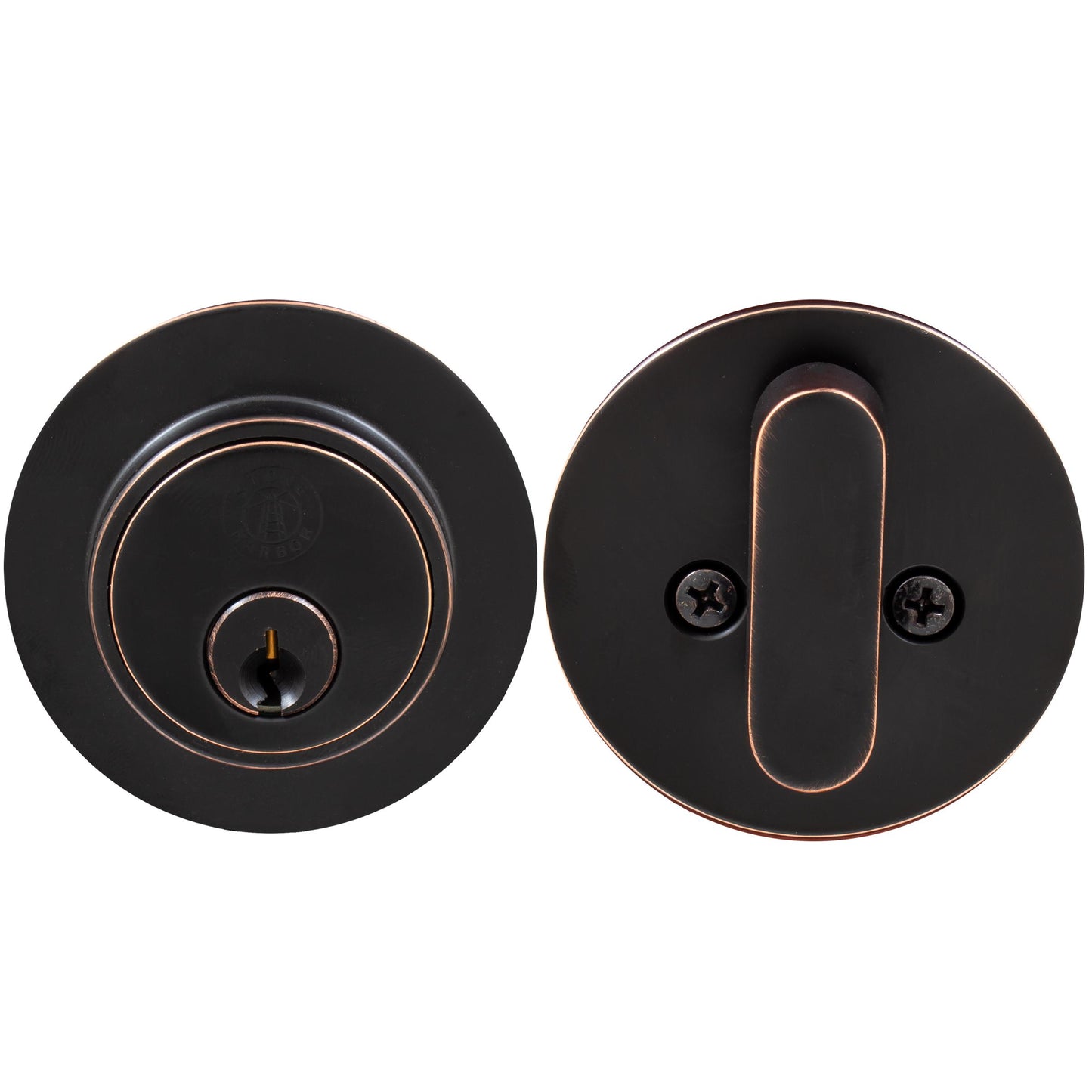 Stone Harbor Hardware Grade 3 Contemporary Round Deadbolt, SC Keyway, Vintage Bronze