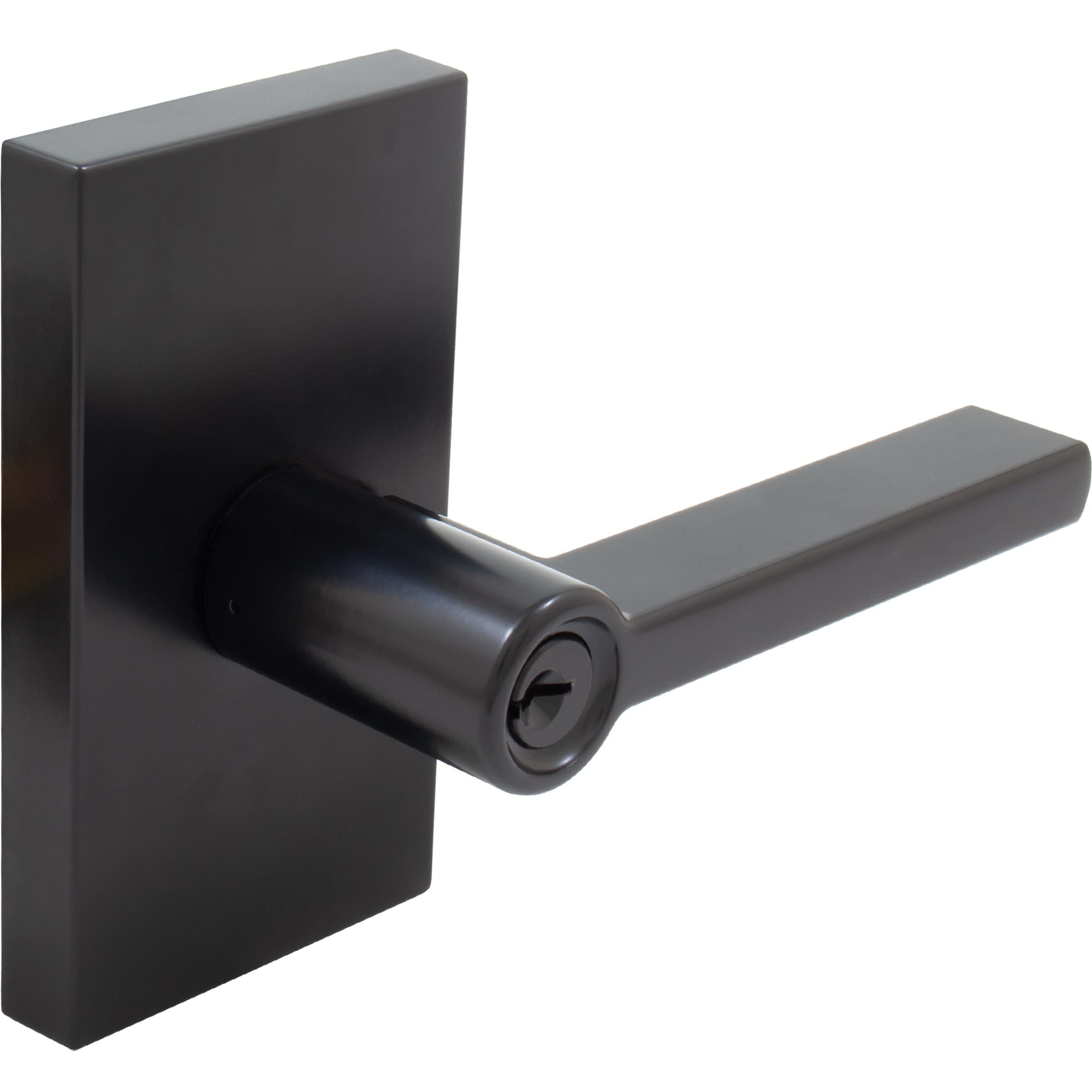 Stone Harbor Hardware Vienna Door Lever with Rectangular Rosette, Entry Latch, KW Keyway, Matte Black